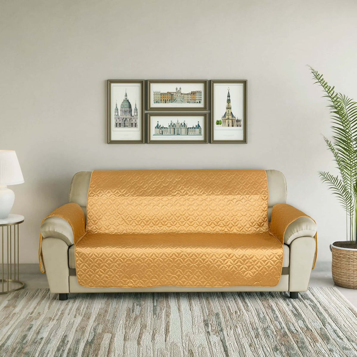 RHS Raw Silk Sofa cover (Camel) Main image