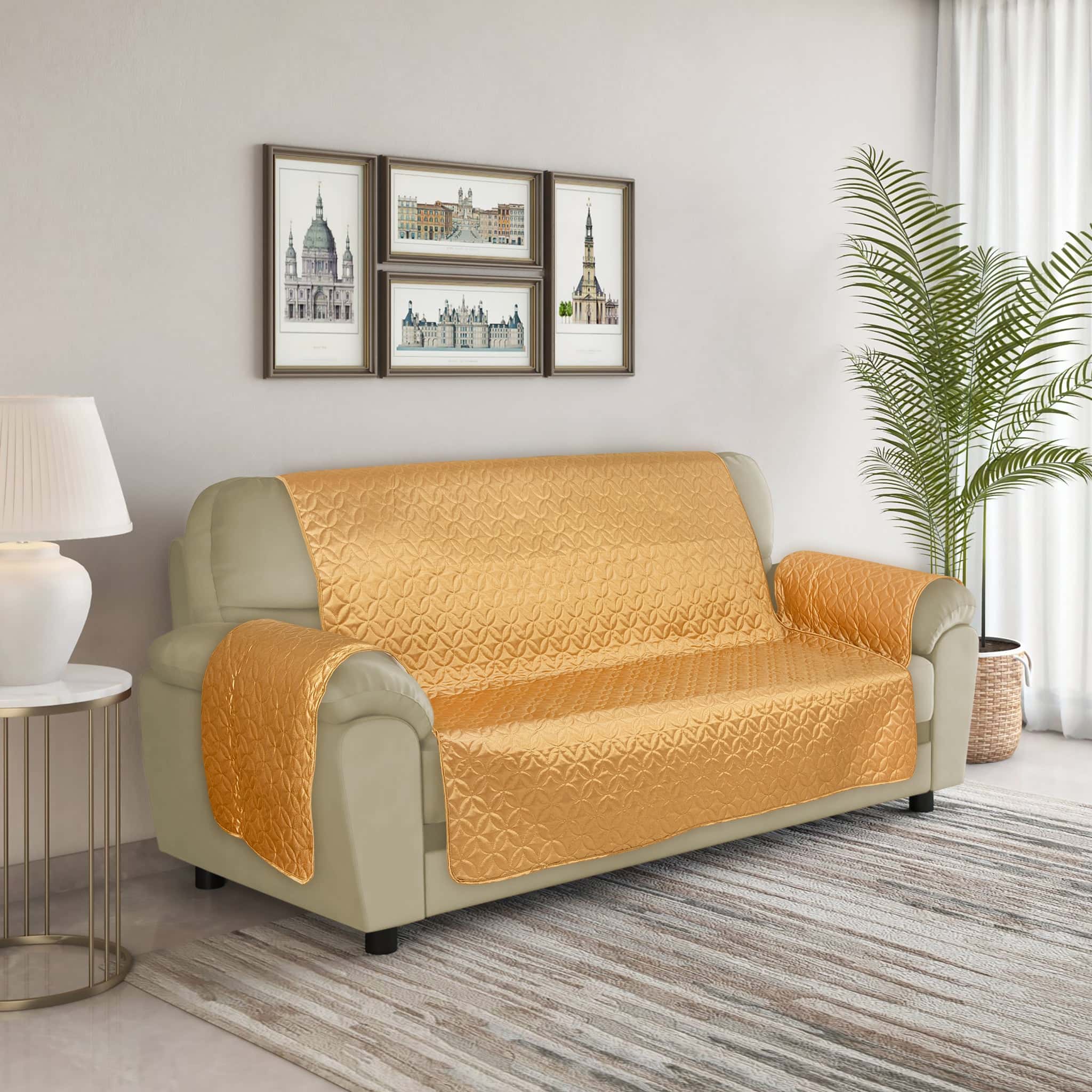 RHS Raw Silk Sofa cover (Camel) Secondary image