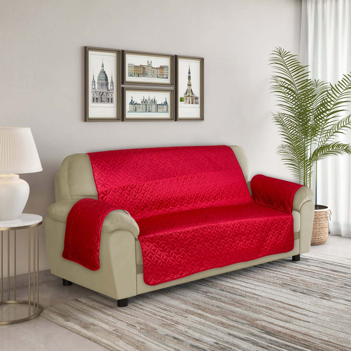 RHS Raw Silk Sofa cover (Maroon) Main image