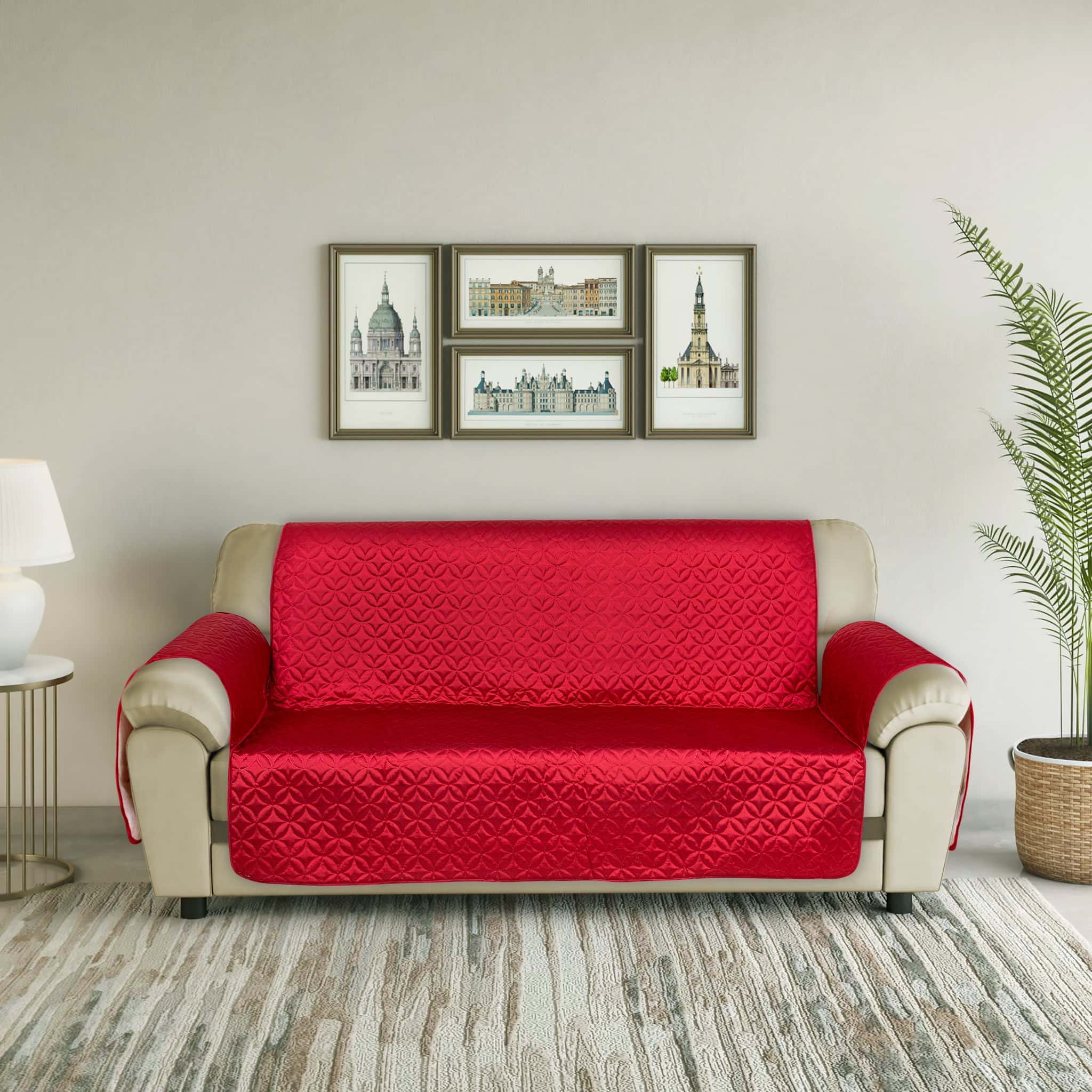RHS Raw Silk Sofa cover (Maroon) Secondary image