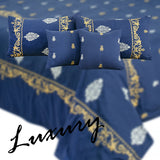 RHS 5 pcs Embroidered Bedsheet Set (Navy Blue)