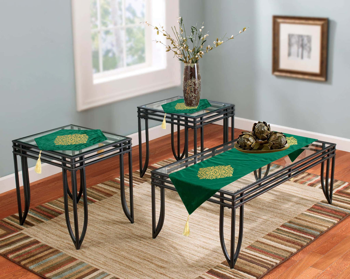 Velvet lazer 3pcs runner set (Green) Main image