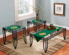 Velvet lazer 3pcs runner set (Green)