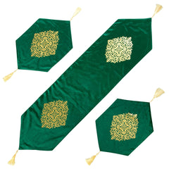 Velvet lazer 3pcs runner set (Green)
