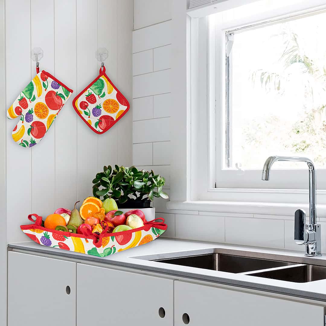 Kitchen Apron Quilted 6 Pcs Set (Fruits) Secondary image