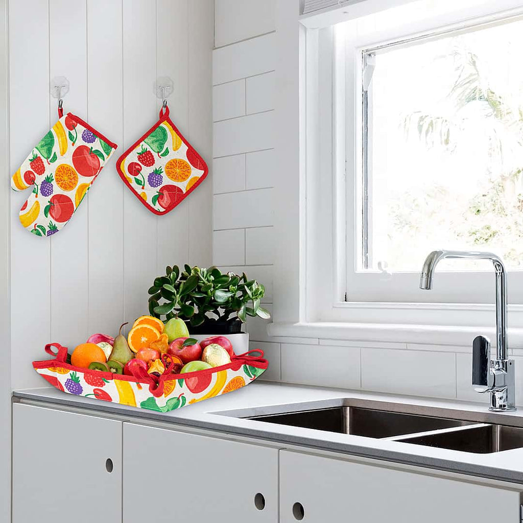 Kitchen Apron Quilted 6 Pcs Set (Fruits)