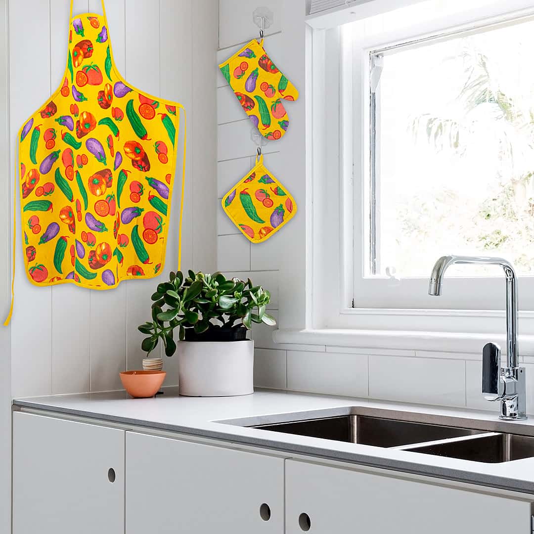 Kitchen Apron Quilted 6 Pcs Set (Vegetable) Main image