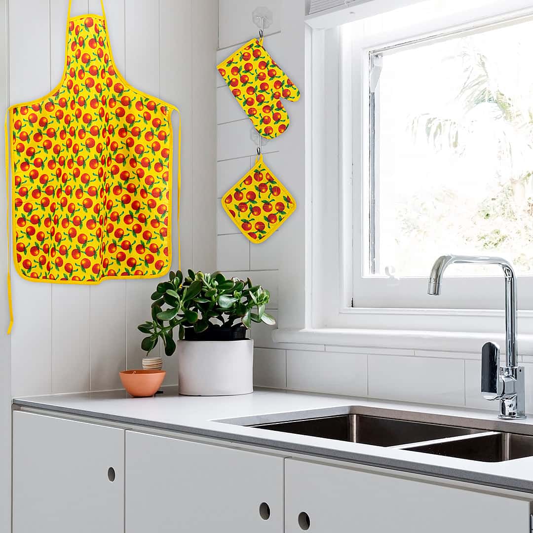 Kitchen Apron Quilted 6 Pcs Set (Peach) Main image
