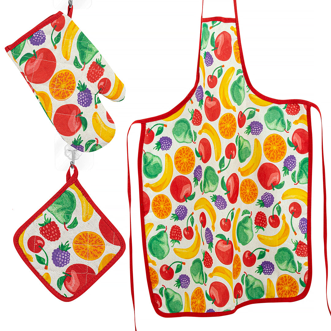 Kitchen Apron Quilted 6 Pcs Set (Furits)