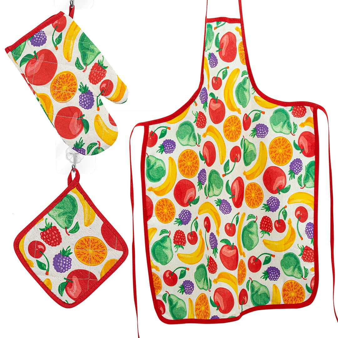 Kitchen Apron Quilted 6 Pcs Set (Fruits)