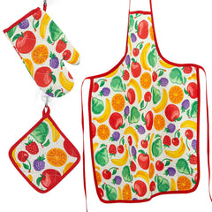 Kitchen Apron Quilted 6 Pcs Set (Furits)