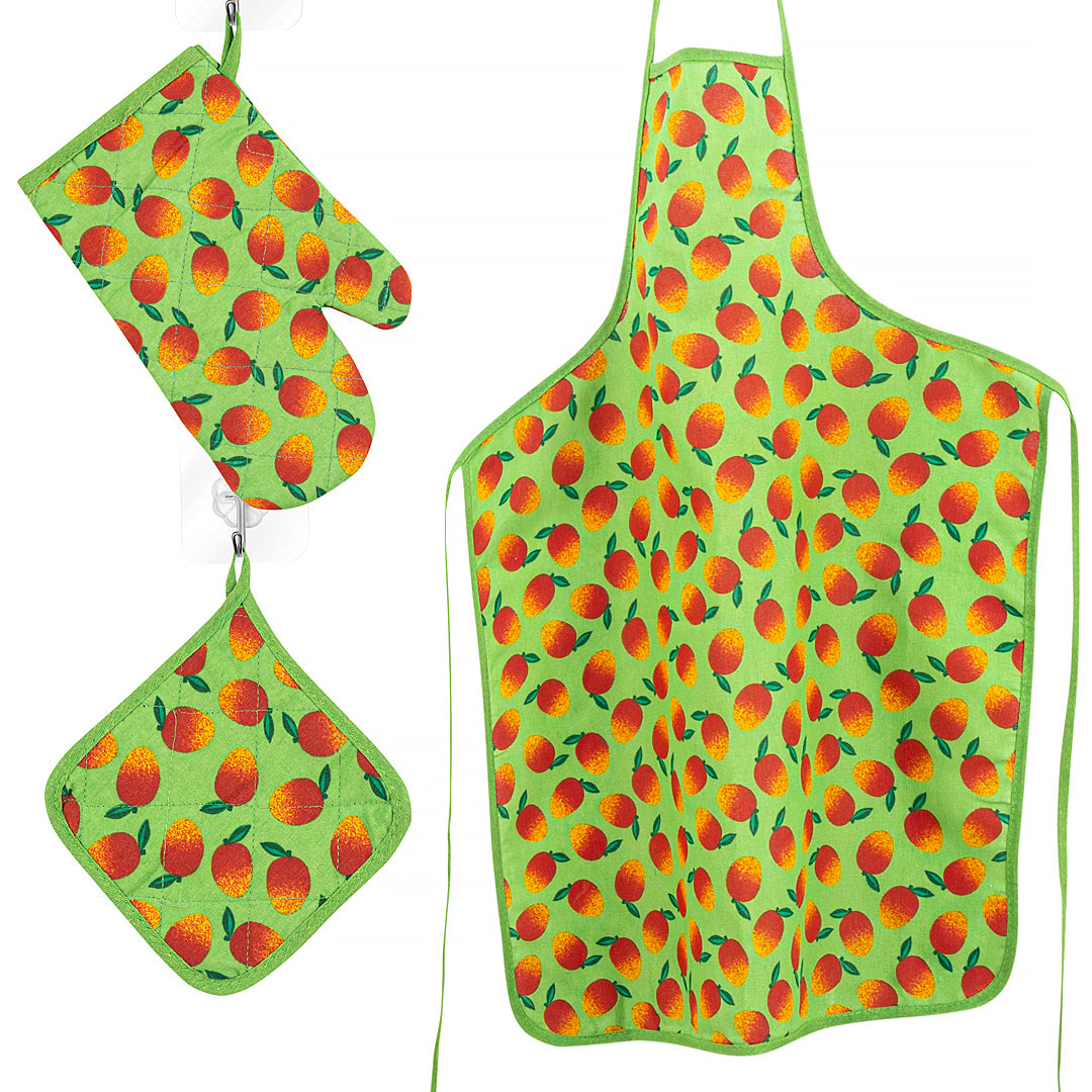 Kitchen Apron Quilted 6 Pcs Set (Strawberry)