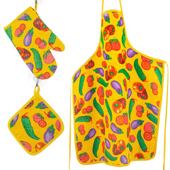 Kitchen Apron Quilted 6 Pcs Set (Vegetable)