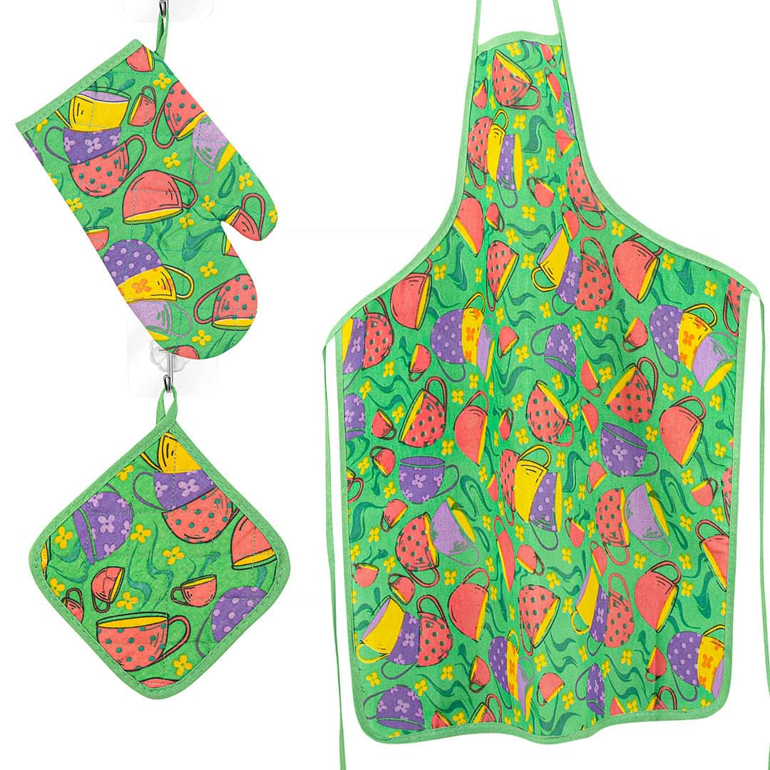 Kitchen Apron Quilted 6 Pcs Set (Cups)