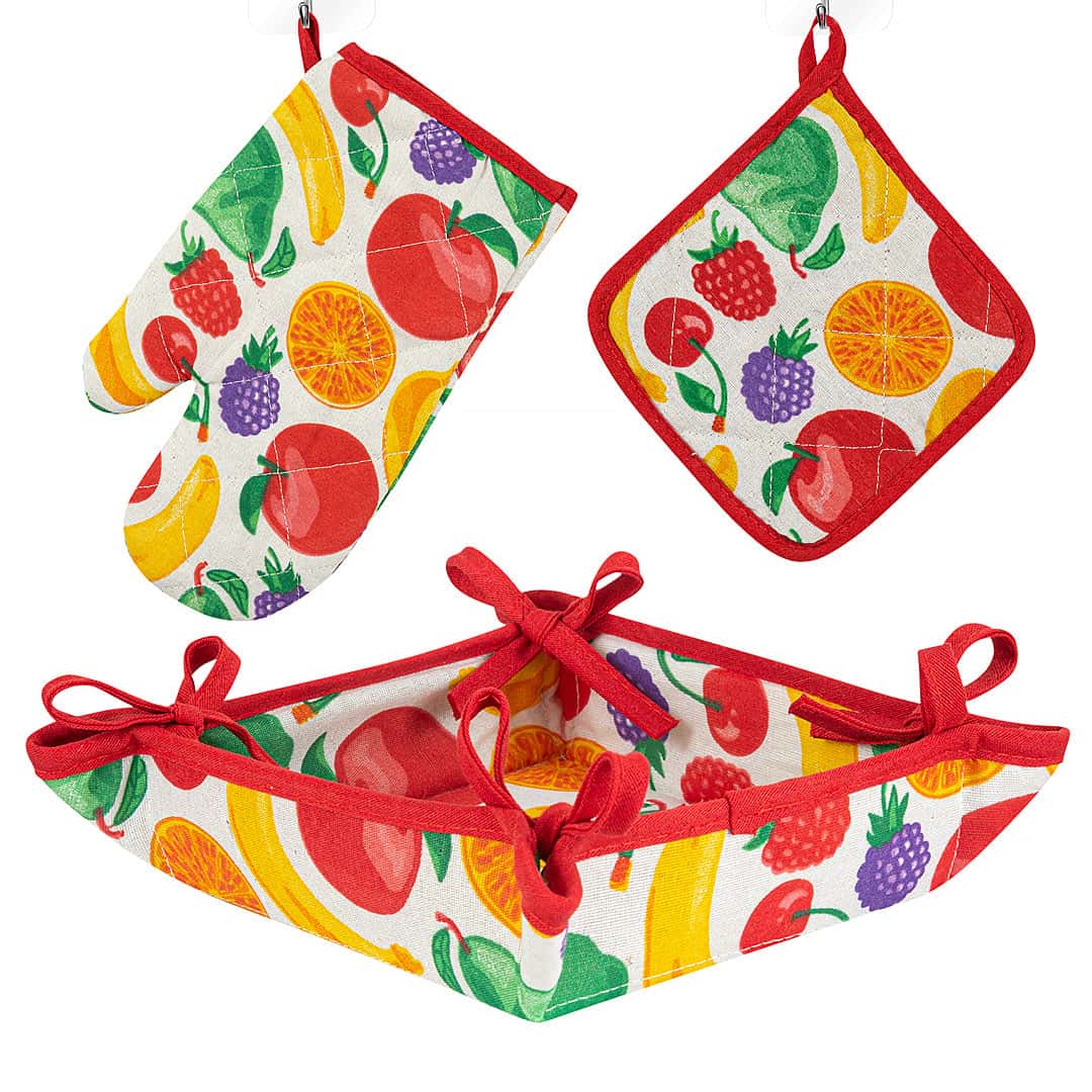 Kitchen Apron Quilted 6 Pcs Set (Fruits)