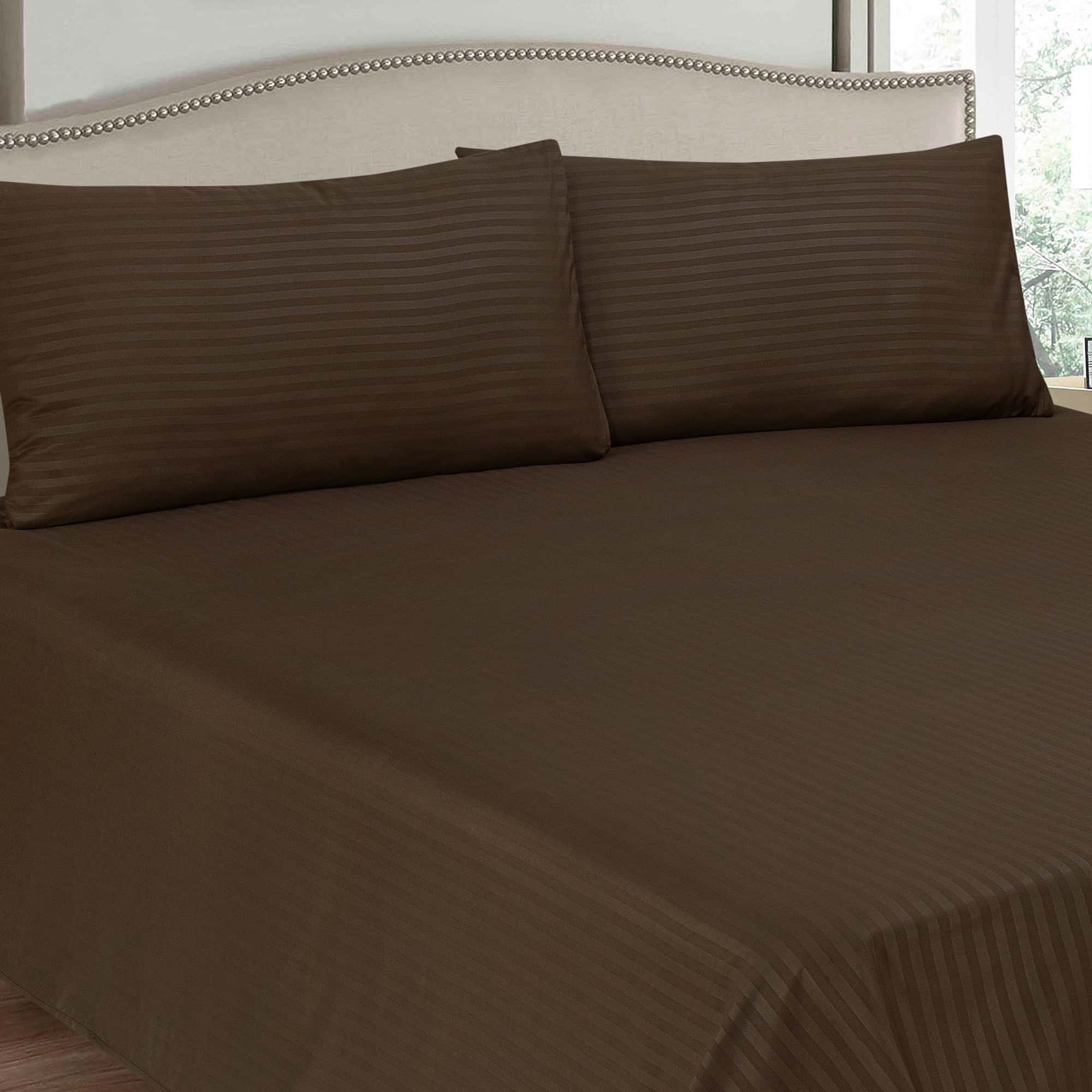 Chocolate Brown Stripe Micro Cotton Sheet Set.
