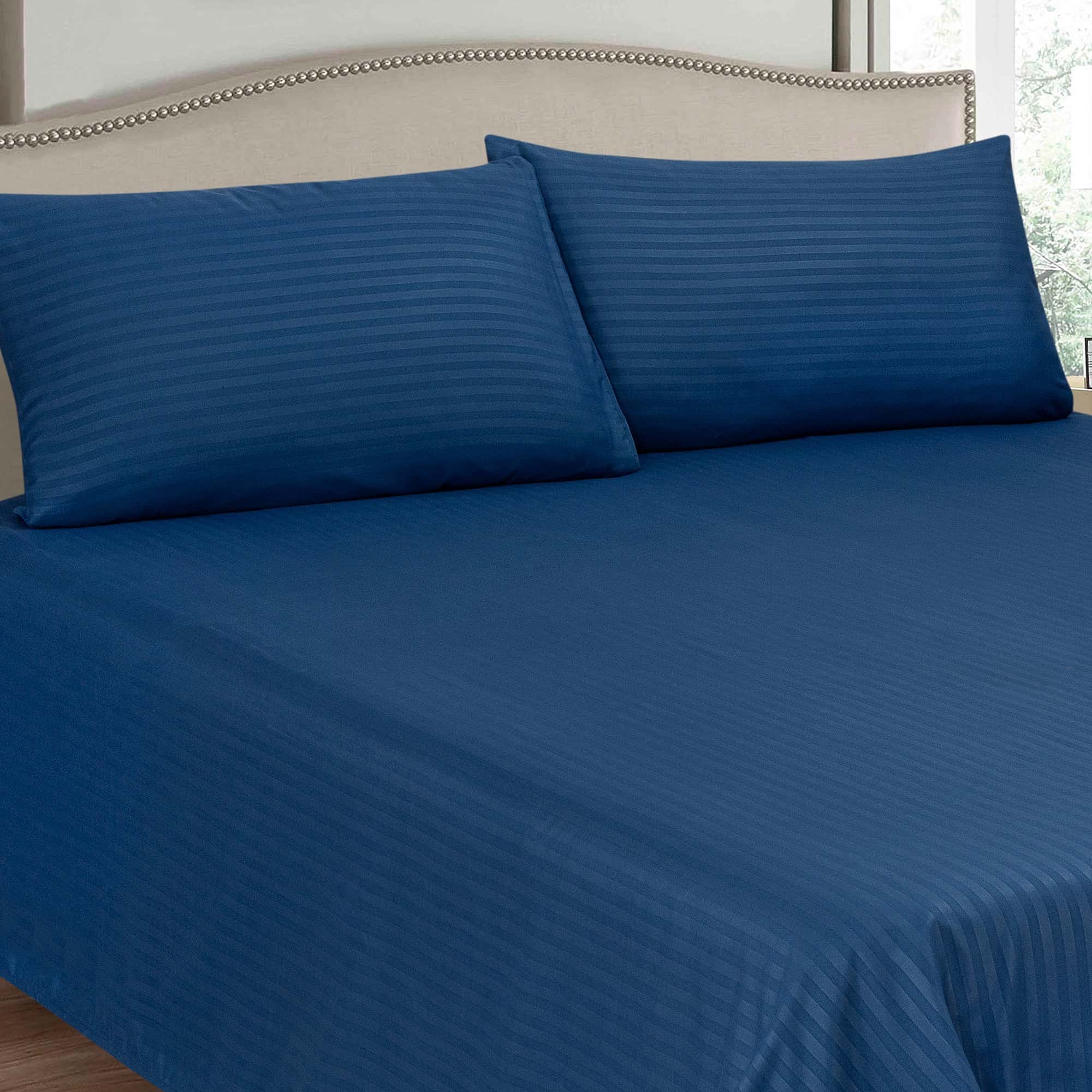 Elegant Navy Blue Micro Cotton Stripe Secondary image