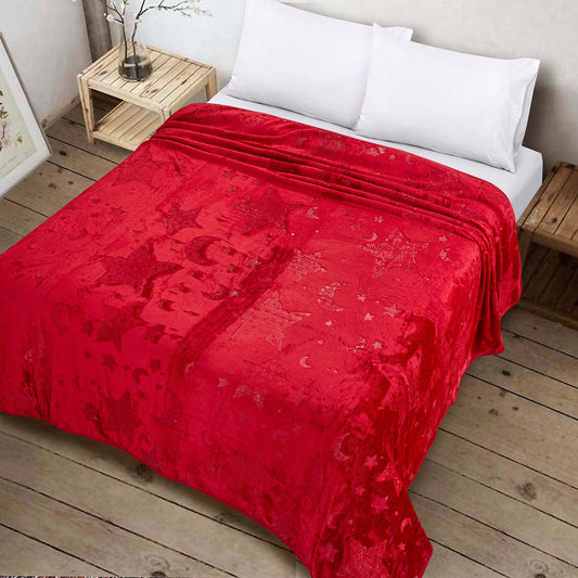 Star Embossed Fleece Blanket (Red)