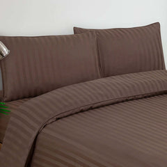 RHS Brown Vertical Stripes Quilt Cover Set