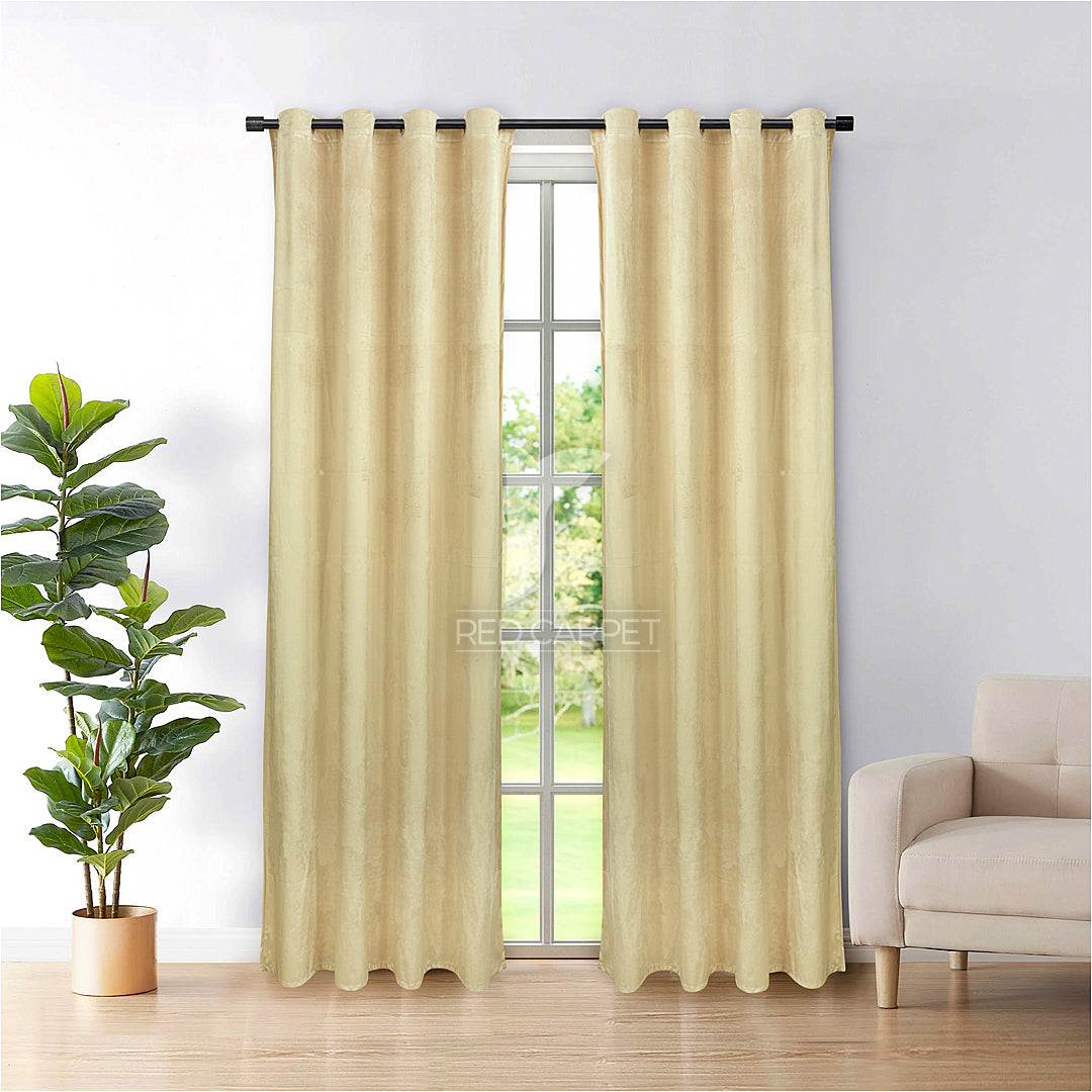 Plain velvet curtains panel (Fawn)