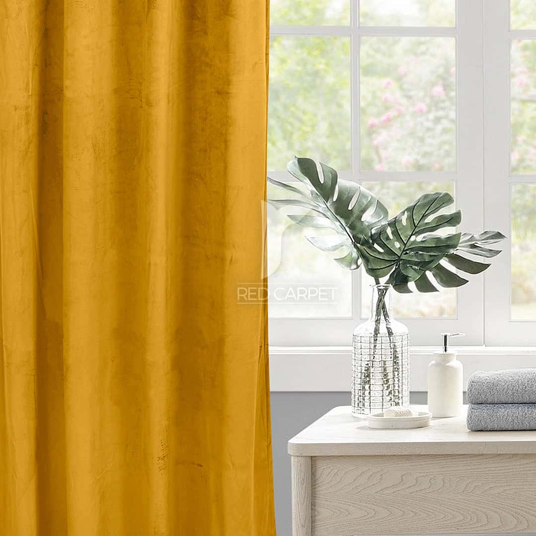 Plain velvet curtains panel (Brown) Secondary image