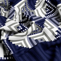 Royal Blue Geometric Squares & Triangles Sateen Bed Sheet Set