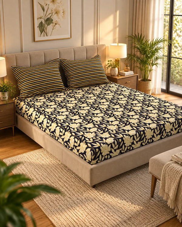 Royal Dusk Xara Fitted Bed Sheet Set
