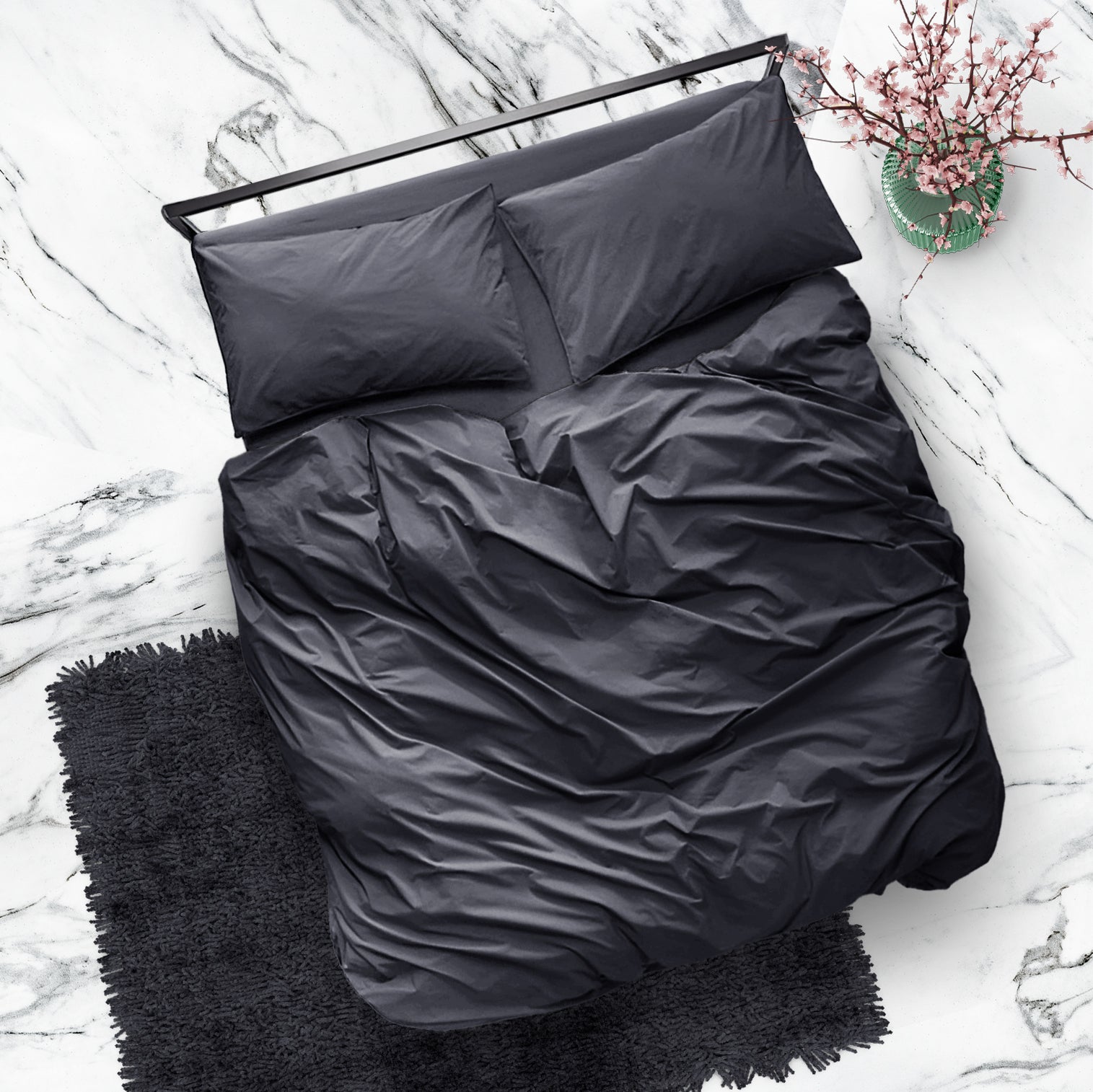 Solid Charcoal Grey - Quilt Cover Set