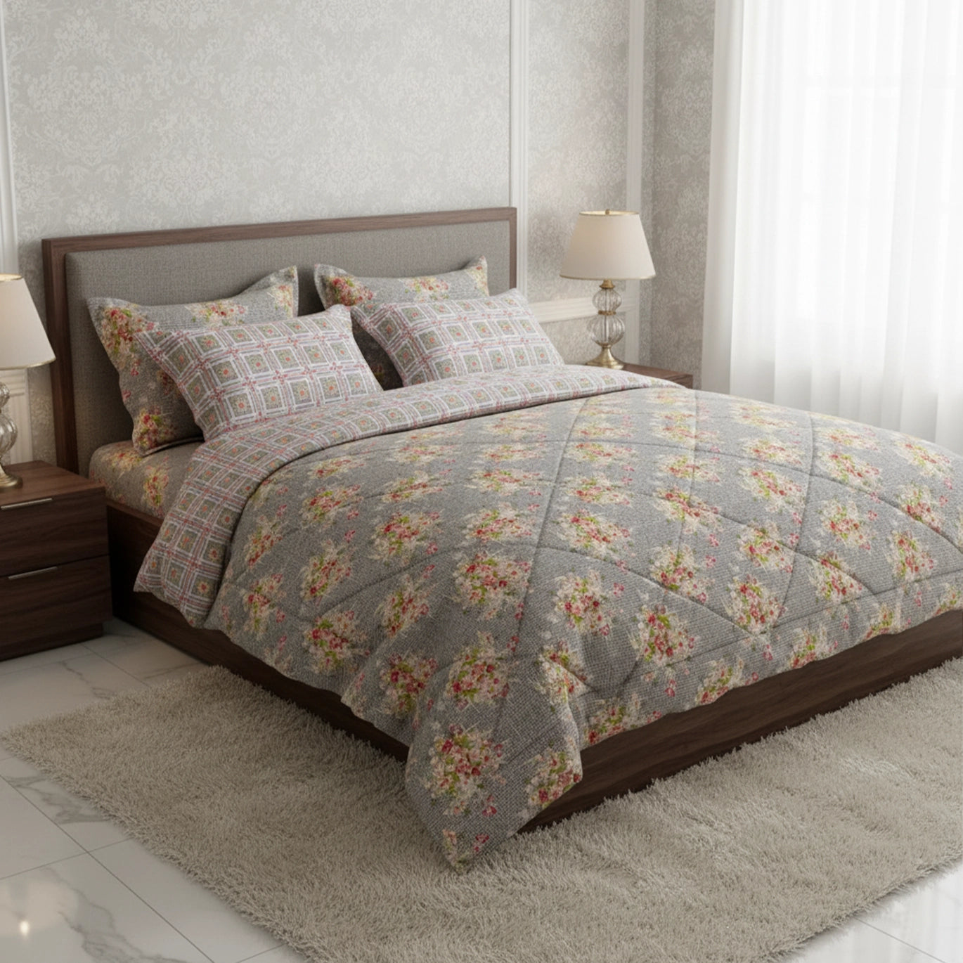 SOFT FLORAL  6-Pcs Comforter Set