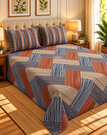STRIPED KNIT SATEEN BED SHEET