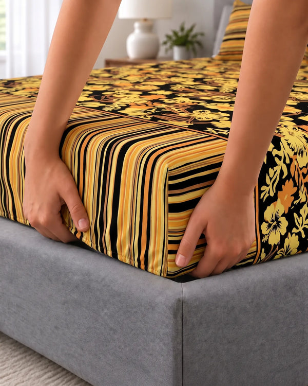 SUNSHINE BLOOM Xara Fitted Bed Sheet Set
