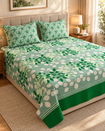 Sage Green Leaf Xara Bed Sheet Set