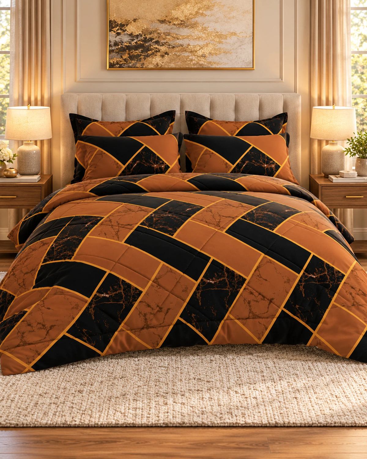 Sateen 6-Pc Comforter Set 8995 – Brown