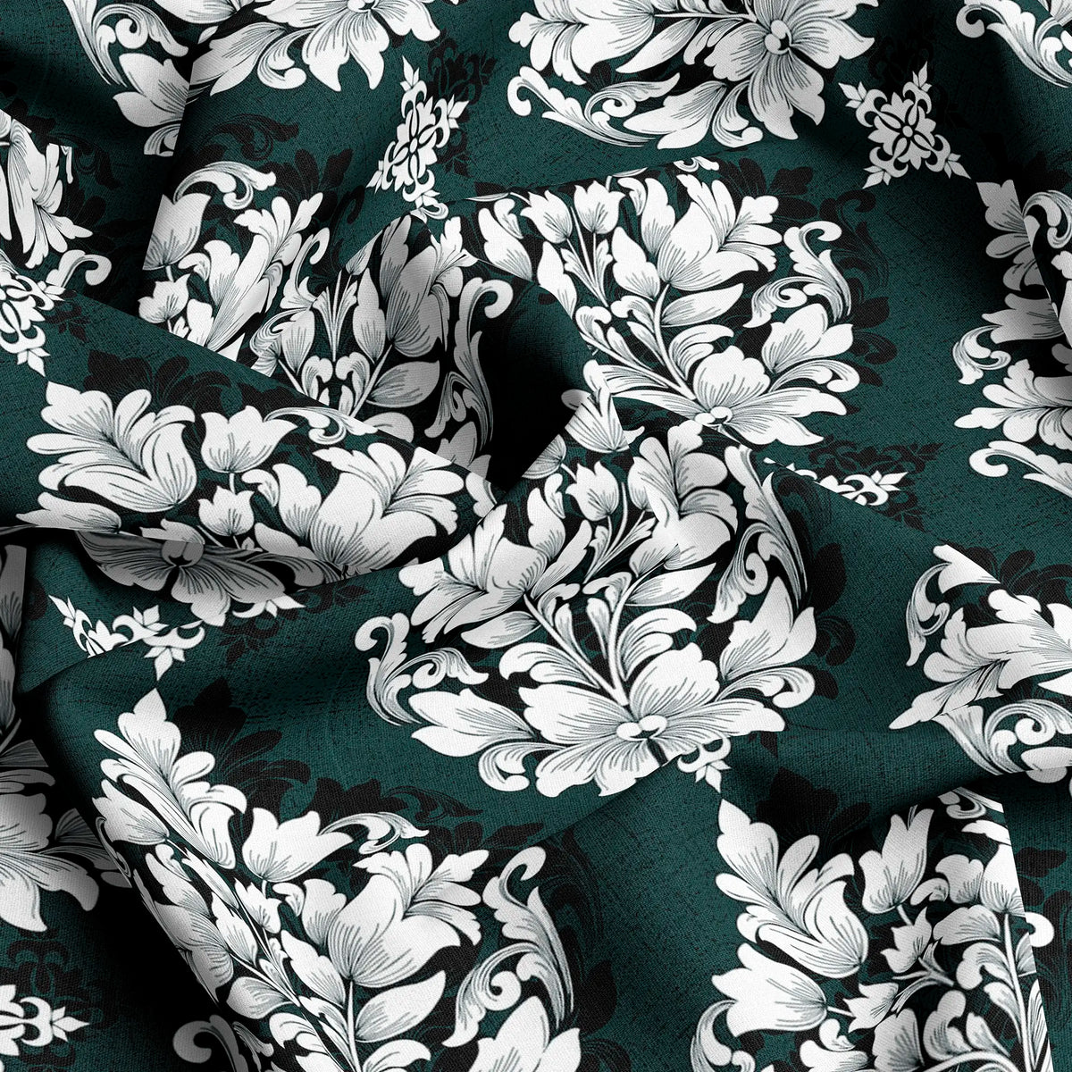 EMERALD SCROLL SATEEN BED SHEET SET