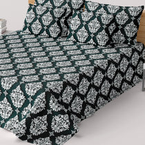 EMERALD SCROLL SATEEN BED SHEET SET