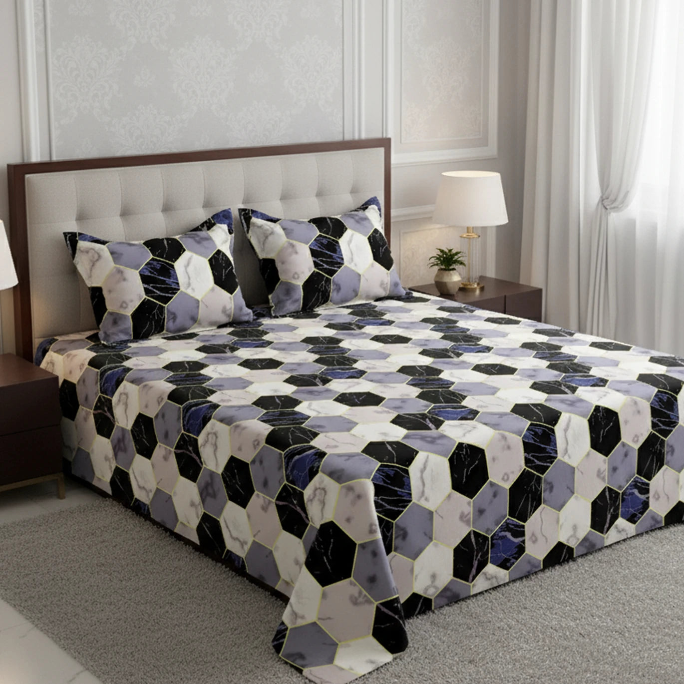 Sateen Bed Sheet Set - 8346