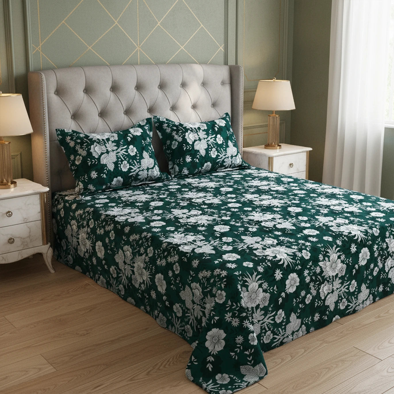 Sateen Bed Sheet Set - 8555