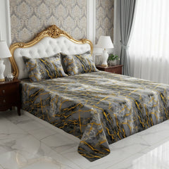 GREY MARBLE  Sateen Bed Sheet Set