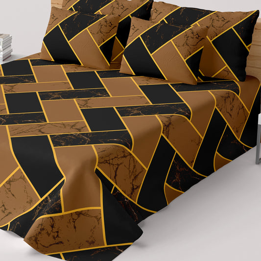 Sateen Bed Sheet Set - 8995 (Brown)