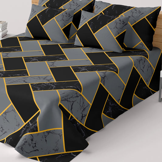 Sateen Bed Sheet Set - 8995 (Grey)