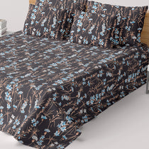 DARK FLORAL SATEEN BED SHEET