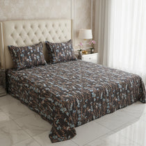 DARK FLORAL SATEEN BED SHEET