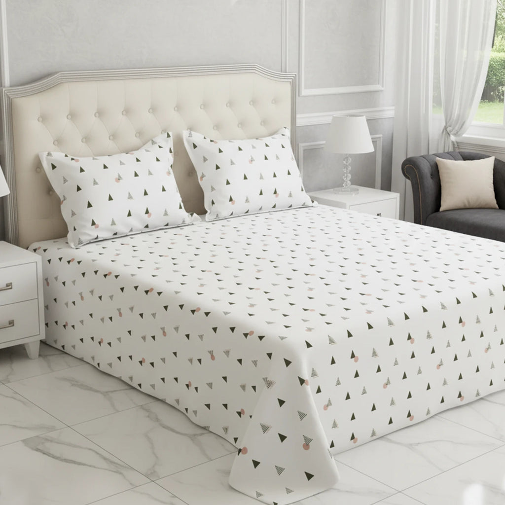 WHITE AURA Sateen Bed Sheet Set