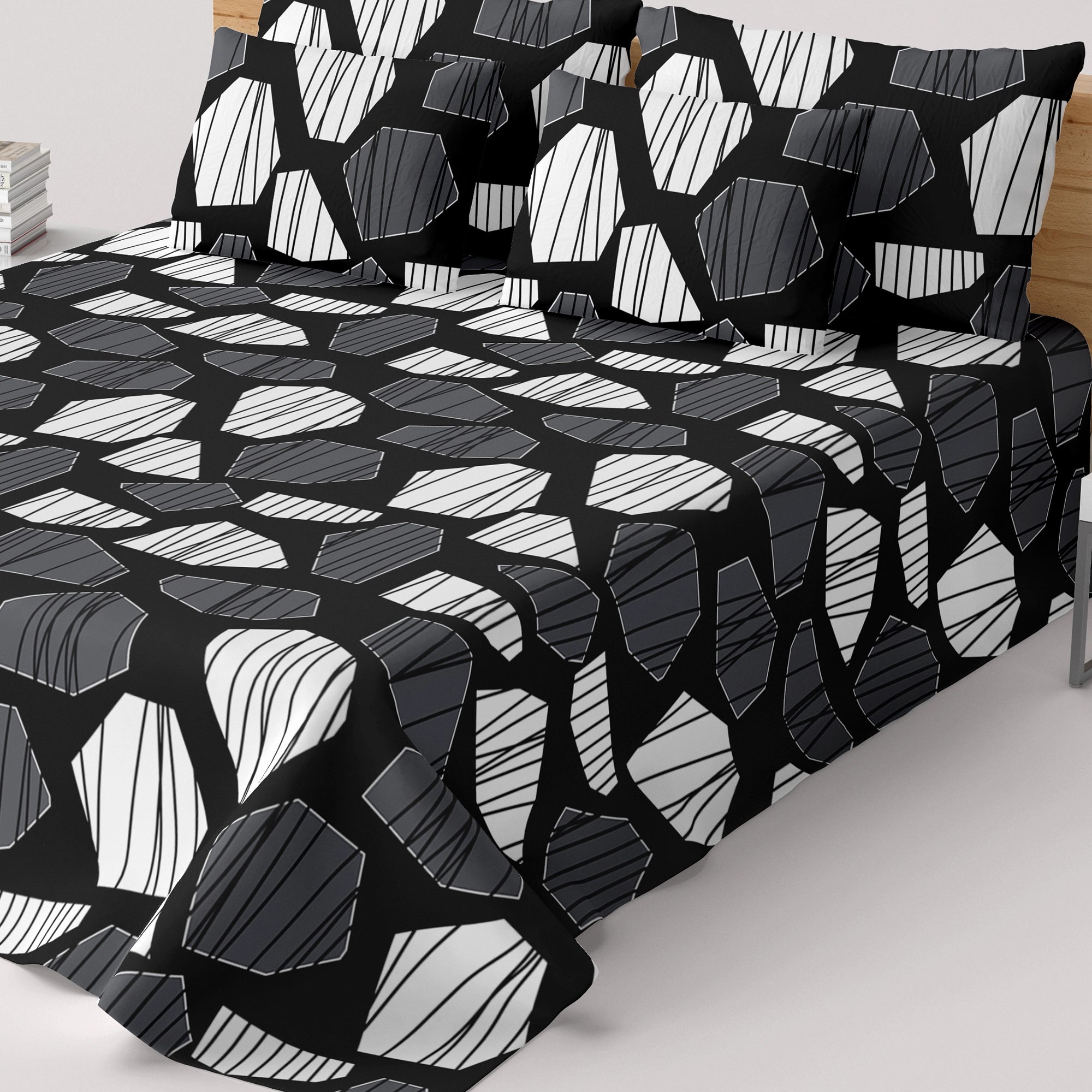 Sateen Bed Sheet Set - 9081 (Grey)