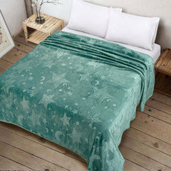 Star Embossed Fleece Blanket (Sea Green)