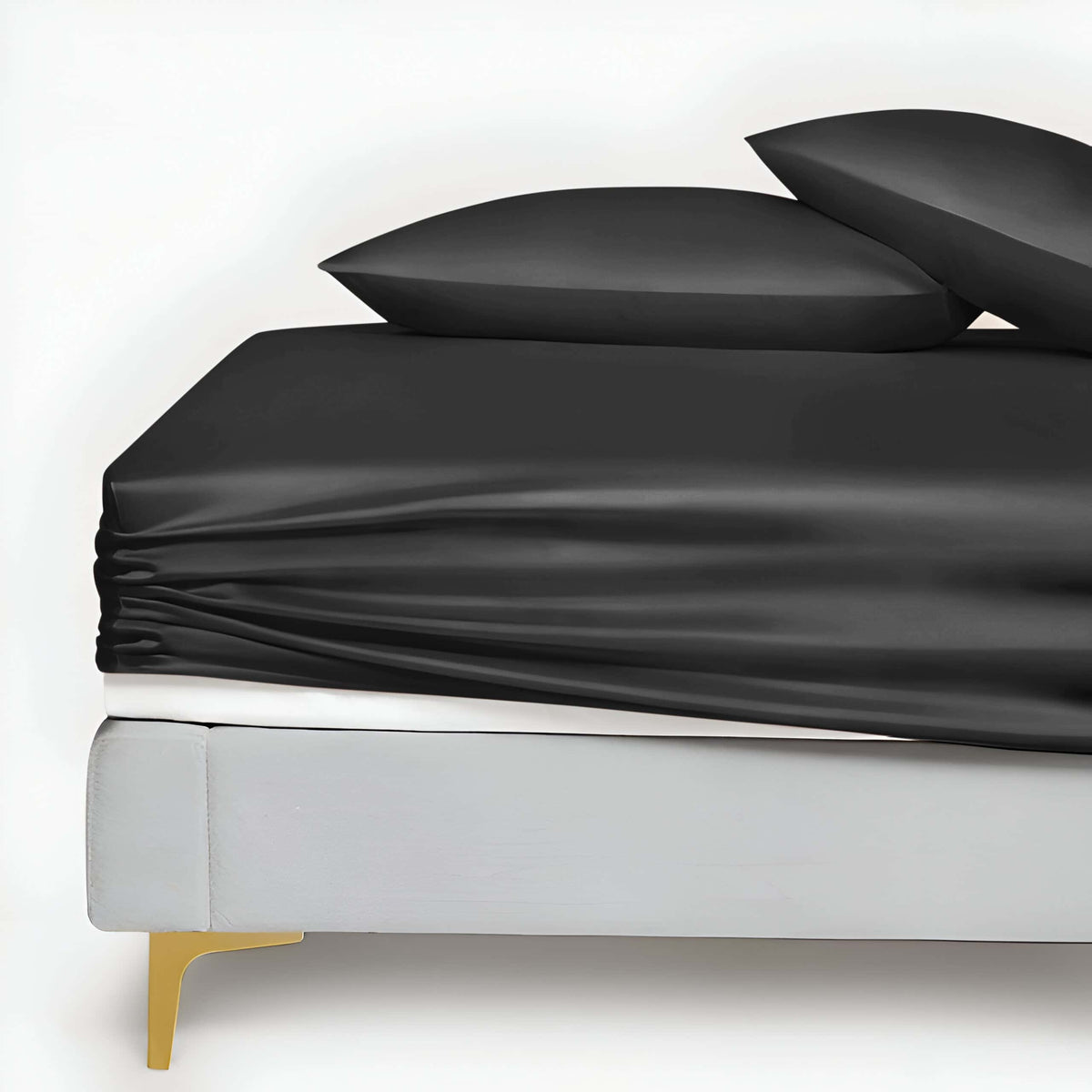 CHARCOAL BLACK SILK BED SHEET Main image