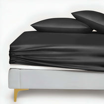 Silk Fitted Bed Sheet Set – Charcoal Black