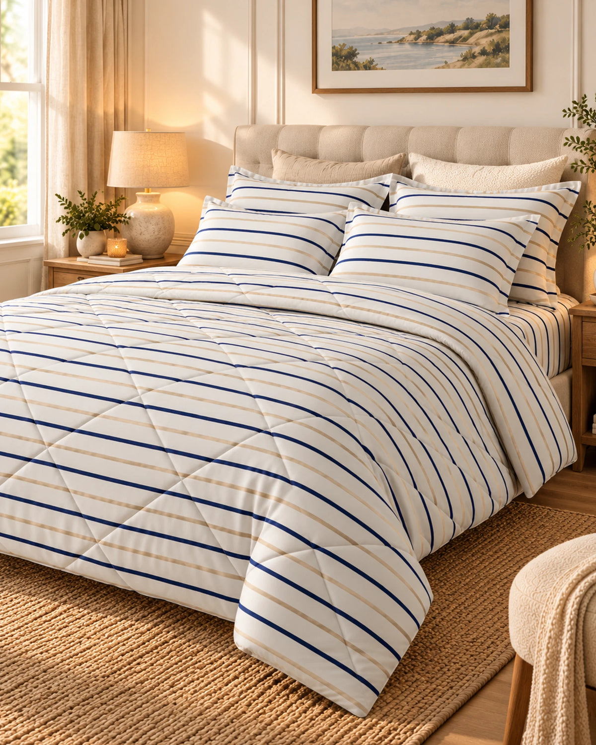 Striped Sateen 6-Pc Comforter Set