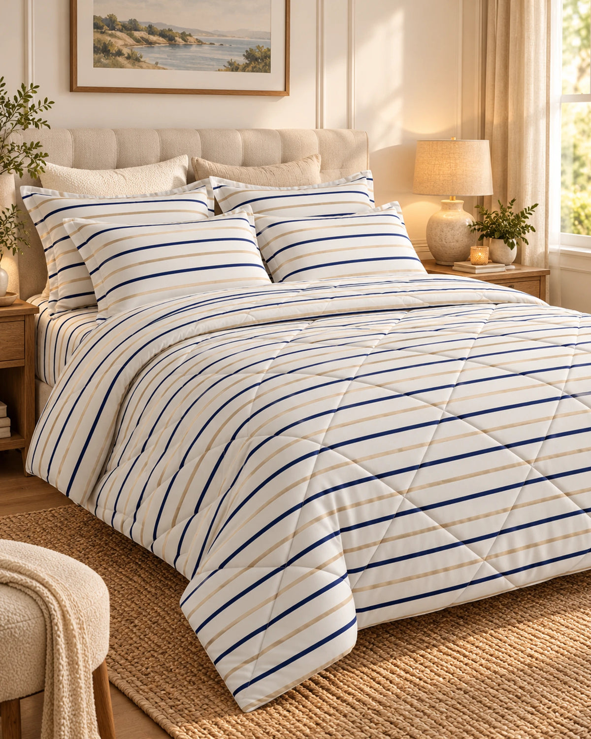 Striped Sateen 6-Pc Comforter Set