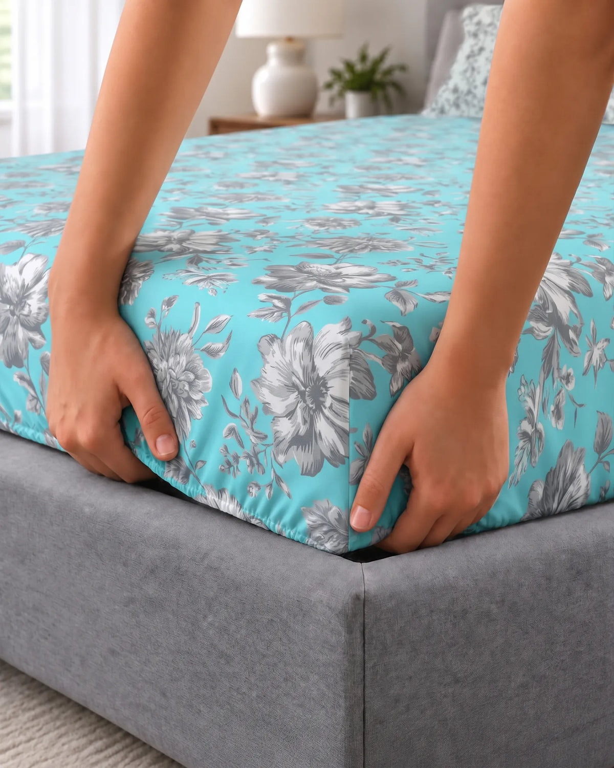 TEAL ROSES Xara Fitted Bed Sheet Set